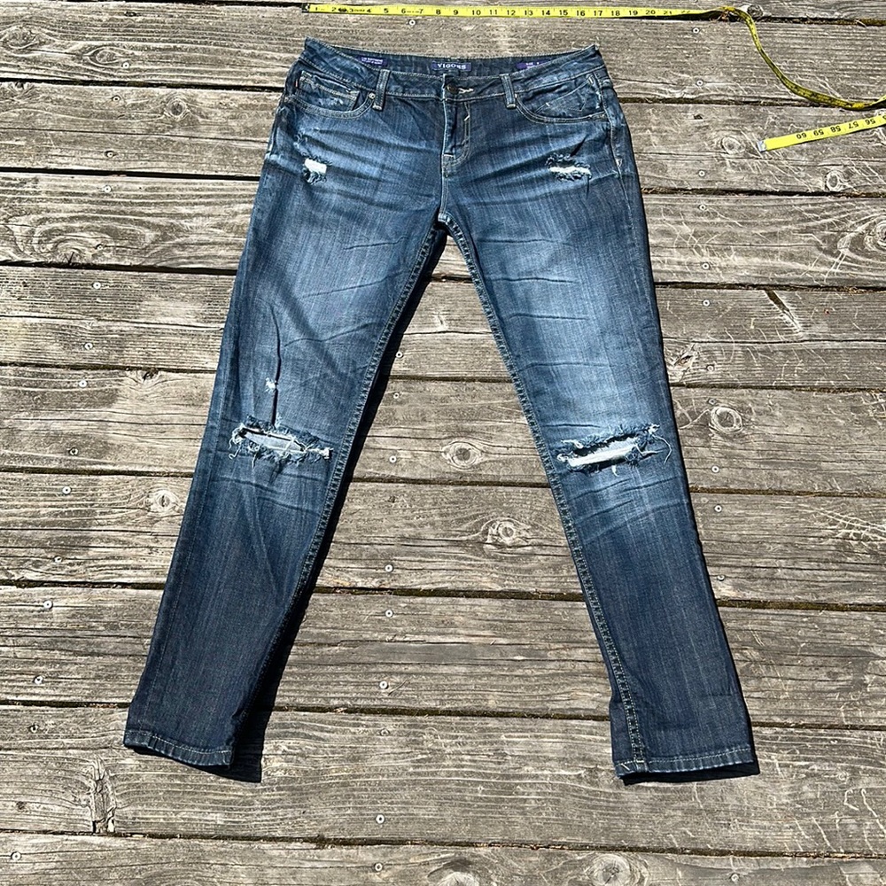 VIGGOS the boyfriend rolled up distress skinny jeans size 9 length 27 rolled up